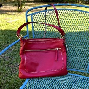Coach Hobo Bag Bright Pink Red EUC cross and shoulder strap